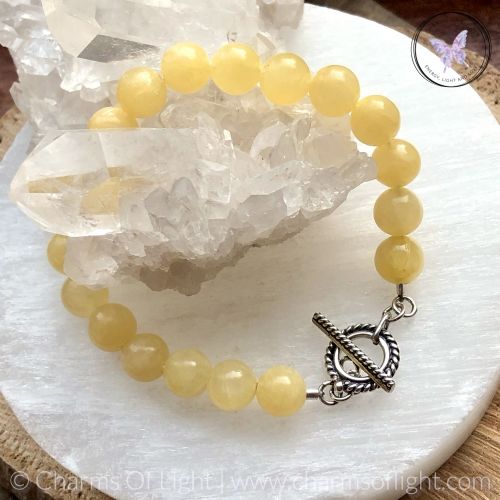 Yellow Calcite - Ambronite -  Healing Bracelet With Silver Toggle Clasp